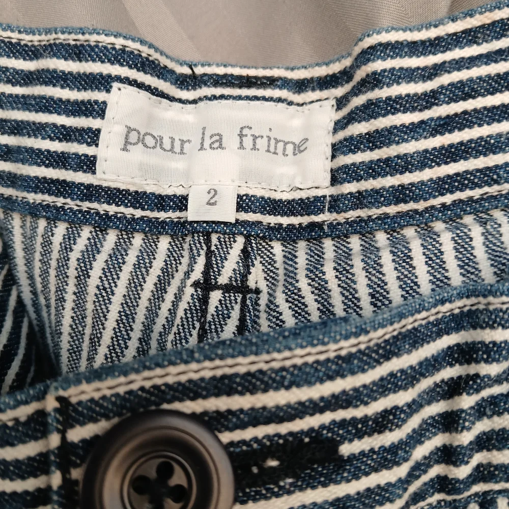 Womens Pour La Frime Blue And White Striped Colletes Pant Skorts - Picture 5 of 5
